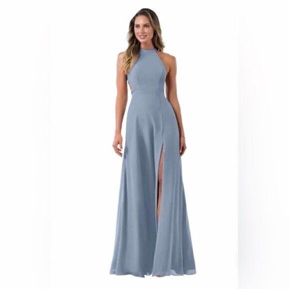 Azazie, Women's Clarice A-Line High Neck Chiffon Floor-Length Dress. Size: A2. - Picture 5 of 11